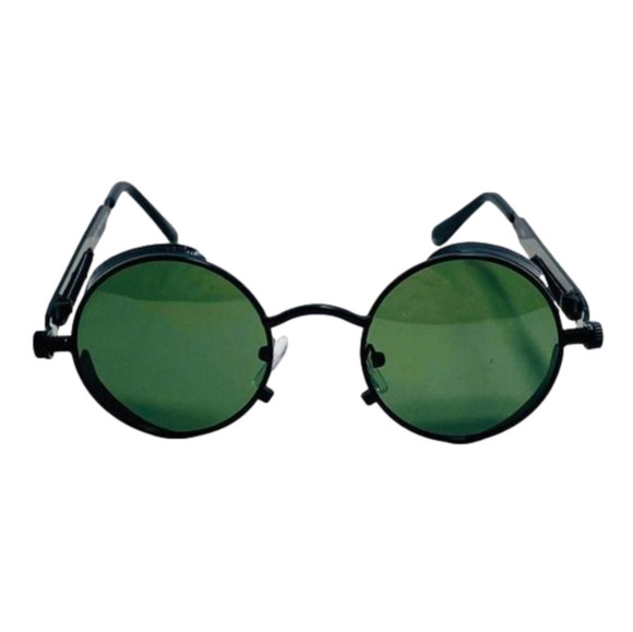 Sunglass Sanctuary Other - 6094 | Black/Green Round Steampunk Sunglasses